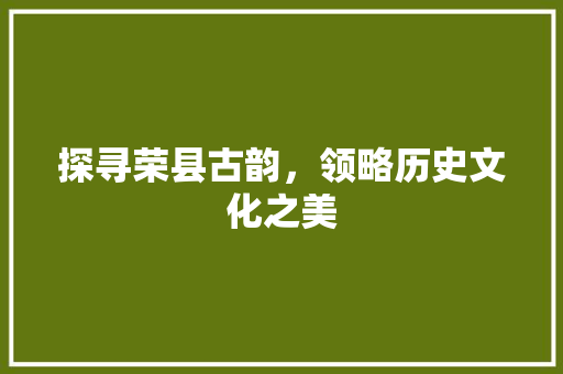 探寻荣县古韵，领略历史文化之美