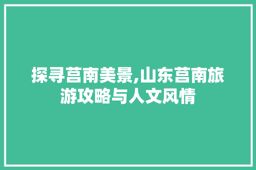 探寻莒南美景,山东莒南旅游攻略与人文风情  第1张