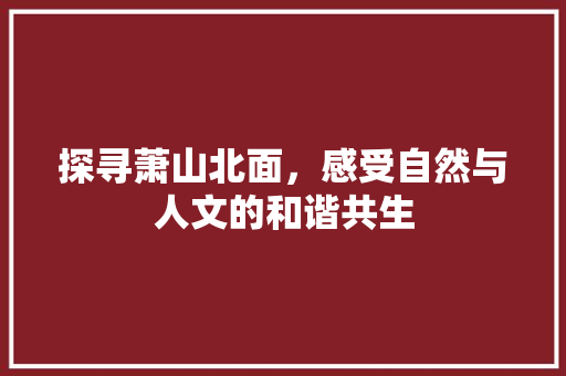 探寻萧山北面，感受自然与人文的和谐共生