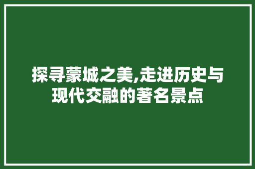 探寻蒙城之美,走进历史与现代交融的著名景点