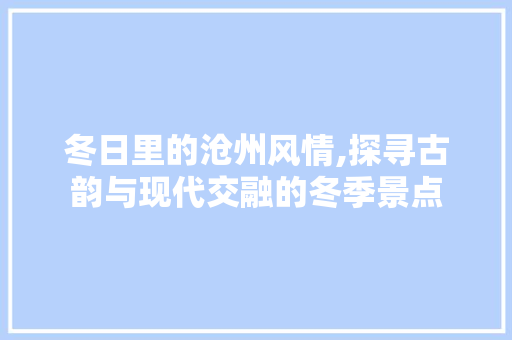 冬日里的沧州风情,探寻古韵与现代交融的冬季景点