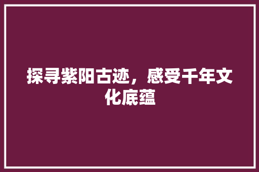 探寻紫阳古迹，感受千年文化底蕴