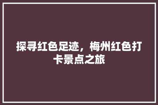 探寻红色足迹，梅州红色打卡景点之旅