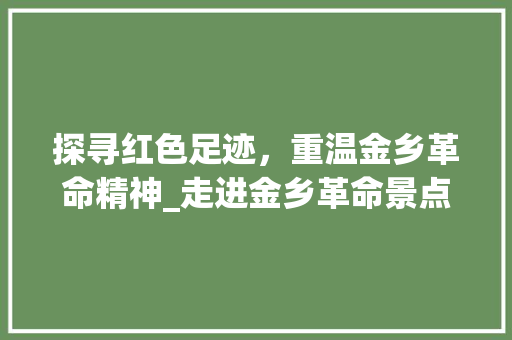 探寻红色足迹，重温金乡革命精神_走进金乡革命景点