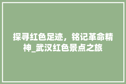 探寻红色足迹，铭记革命精神_武汉红色景点之旅