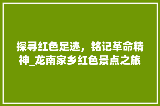 探寻红色足迹，铭记革命精神_龙南家乡红色景点之旅