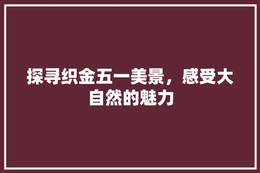 探寻织金五一美景，感受大自然的魅力