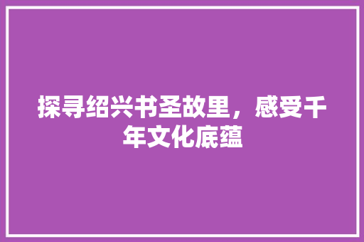 探寻绍兴书圣故里，感受千年文化底蕴