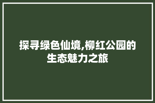 探寻绿色仙境,柳红公园的生态魅力之旅