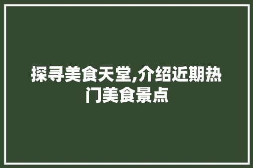 探寻美食天堂,介绍近期热门美食景点