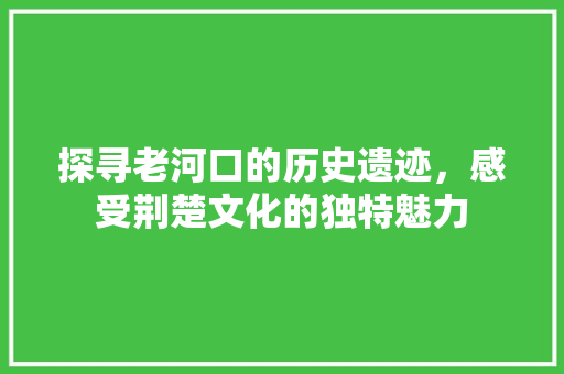 探寻老河口的历史遗迹，感受荆楚文化的独特魅力