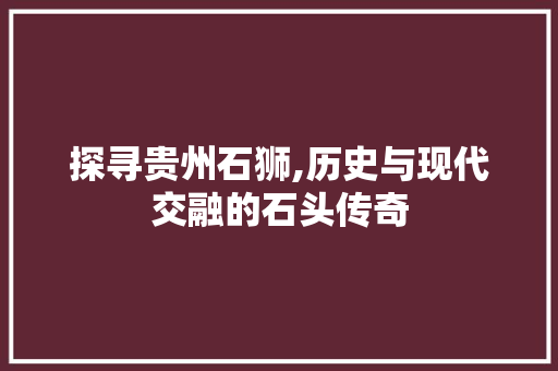 探寻贵州石狮,历史与现代交融的石头传奇