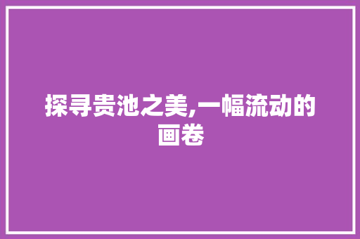 探寻贵池之美,一幅流动的画卷