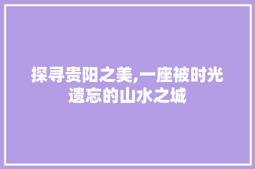 探寻贵阳之美,一座被时光遗忘的山水之城