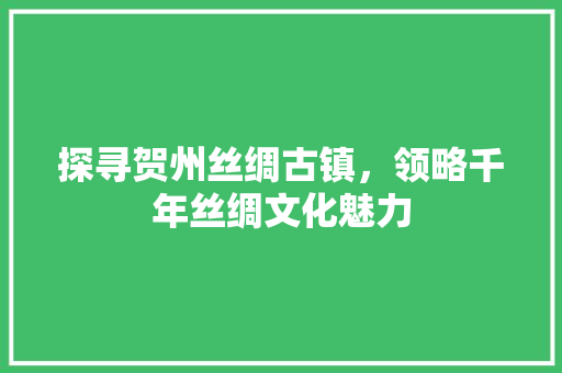 探寻贺州丝绸古镇，领略千年丝绸文化魅力