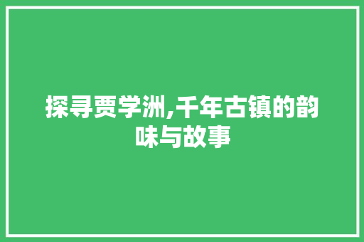 探寻贾学洲,千年古镇的韵味与故事