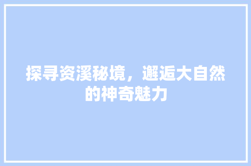 探寻资溪秘境，邂逅大自然的神奇魅力