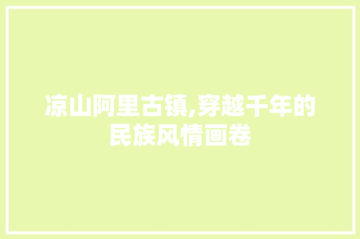 凉山阿里古镇,穿越千年的民族风情画卷