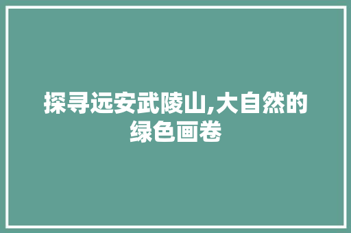 探寻远安武陵山,大自然的绿色画卷