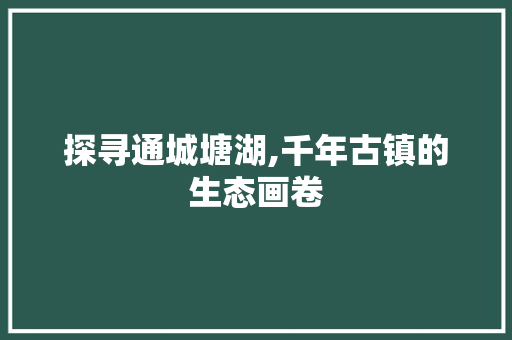 探寻通城塘湖,千年古镇的生态画卷