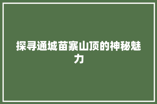 探寻通城苗寨山顶的神秘魅力