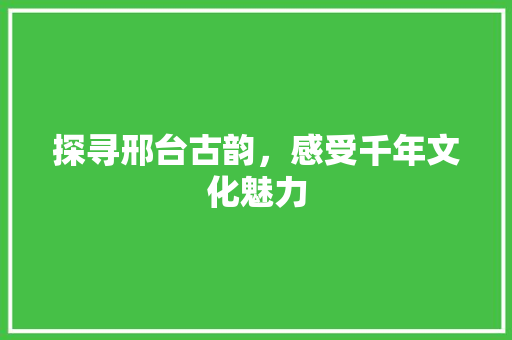 探寻邢台古韵，感受千年文化魅力