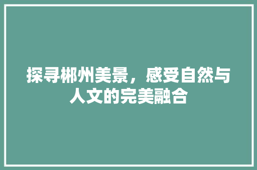 探寻郴州美景，感受自然与人文的完美融合