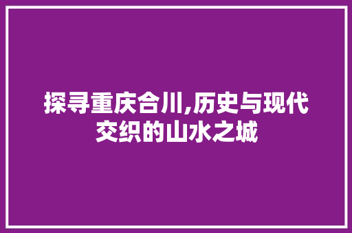 探寻重庆合川,历史与现代交织的山水之城