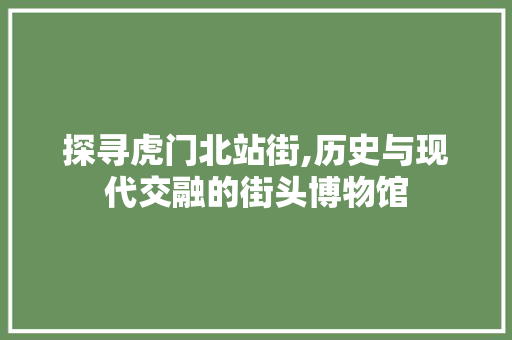 探寻虎门北站街,历史与现代交融的街头博物馆