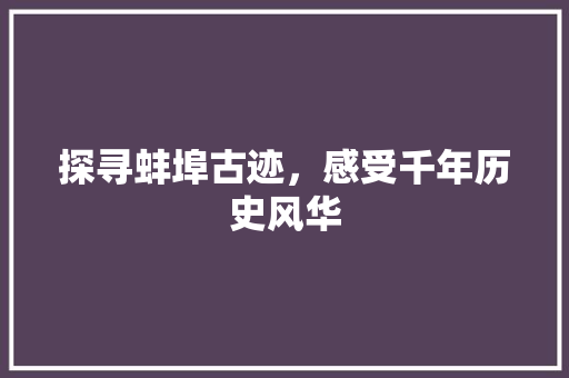 探寻蚌埠古迹，感受千年历史风华