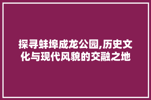 探寻蚌埠成龙公园,历史文化与现代风貌的交融之地