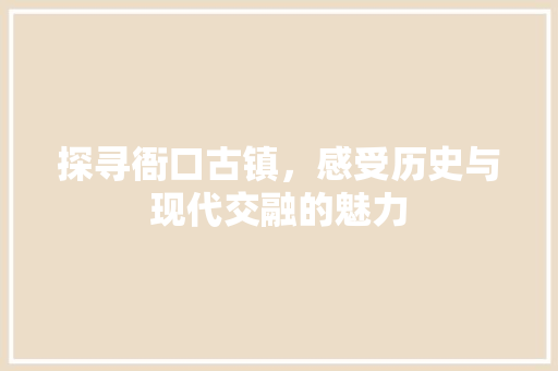 探寻衙口古镇，感受历史与现代交融的魅力