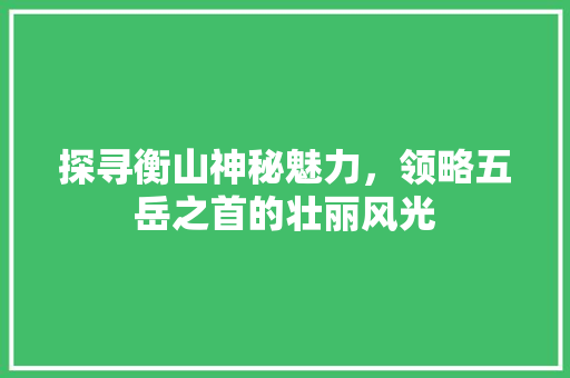 探寻衡山神秘魅力，领略五岳之首的壮丽风光