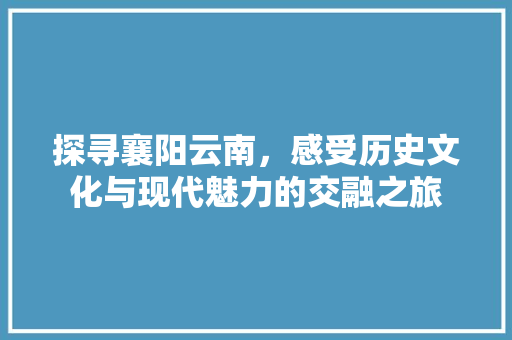 探寻襄阳云南，感受历史文化与现代魅力的交融之旅