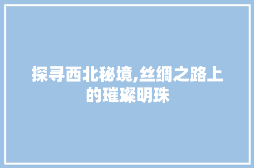 探寻西北秘境,丝绸之路上的璀璨明珠