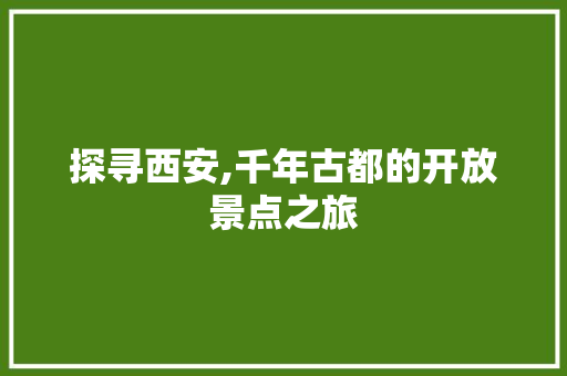 探寻西安,千年古都的开放景点之旅