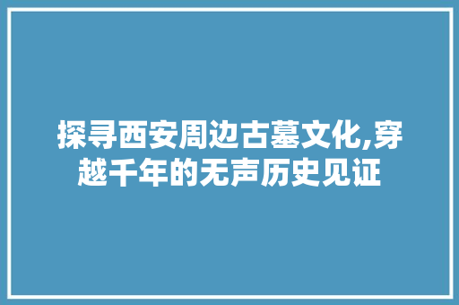 探寻西安周边古墓文化,穿越千年的无声历史见证