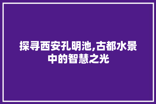 探寻西安孔明池,古都水景中的智慧之光