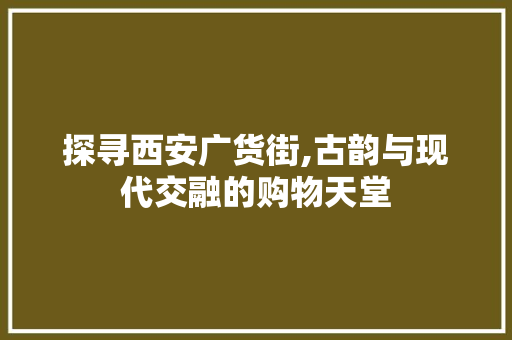 探寻西安广货街,古韵与现代交融的购物天堂