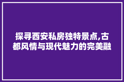 探寻西安私房独特景点,古都风情与现代魅力的完美融合