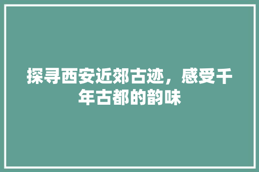 探寻西安近郊古迹，感受千年古都的韵味