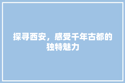 探寻西安，感受千年古都的独特魅力