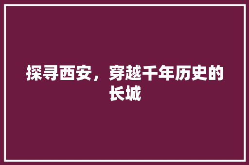 探寻西安，穿越千年历史的长城