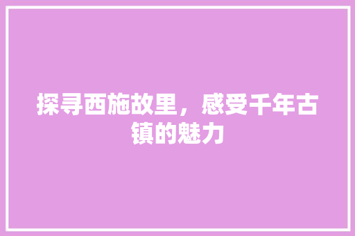 探寻西施故里，感受千年古镇的魅力