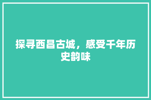 探寻西昌古城，感受千年历史韵味