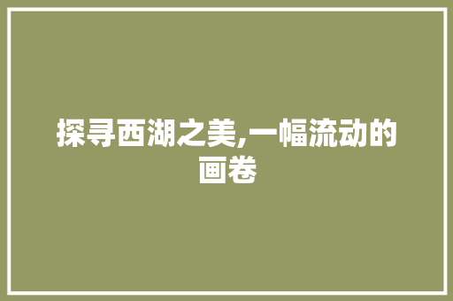 探寻西湖之美,一幅流动的画卷