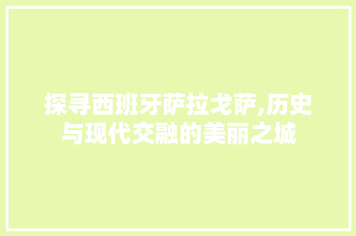 探寻西班牙萨拉戈萨,历史与现代交融的美丽之城