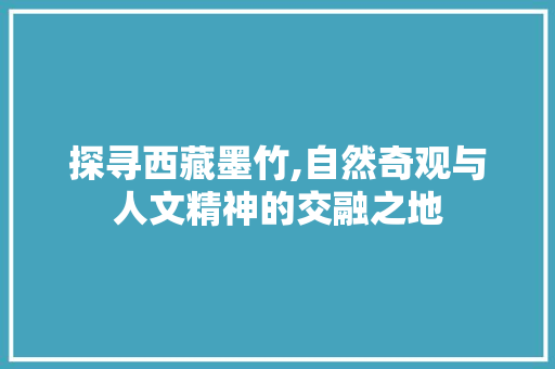 探寻西藏墨竹,自然奇观与人文精神的交融之地