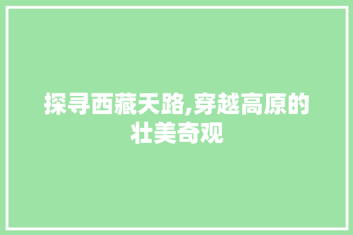 探寻西藏天路,穿越高原的壮美奇观