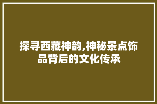 探寻西藏神韵,神秘景点饰品背后的文化传承